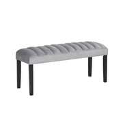 Eleanor - Gray Velvet Upholstered Bench with Wooden Legs - D326-BN