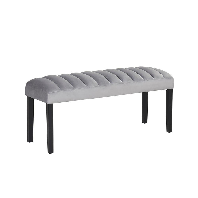 Eleanor - Gray Velvet Upholstered Bench with Wooden Legs - D326-BN