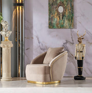 Elegance 3-pieces (Sofa & Loveseat & Chair) Livingroom Set Beige in Beige - 101-ELE-LV260-321