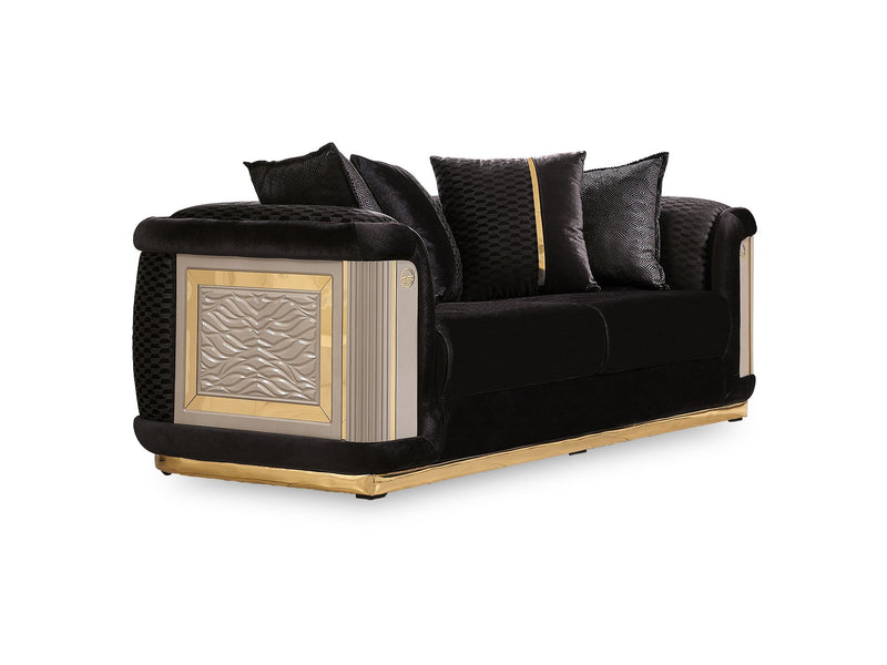 Elegance 3-pieces (Sofa & Loveseat & Chair) Livingroom Set Black in Black - 101-ELE-LV900-321