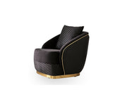 Elegance 3-pieces (Sofa & Loveseat & Chair) Livingroom Set Black in Black - 101-ELE-LV900-321