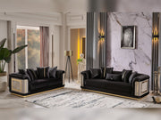 Elegance 3-pieces (Sofa & Loveseat & Chair) Livingroom Set Black in Black - 101-ELE-LV900-321
