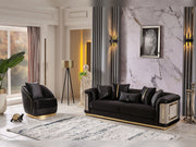 Elegance 3-pieces (Sofa & Loveseat & Chair) Livingroom Set Black in Black - 101-ELE-LV900-321