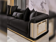 Elegance 3-pieces (Sofa & Loveseat & Chair) Livingroom Set Black in Black - 101-ELE-LV900-321
