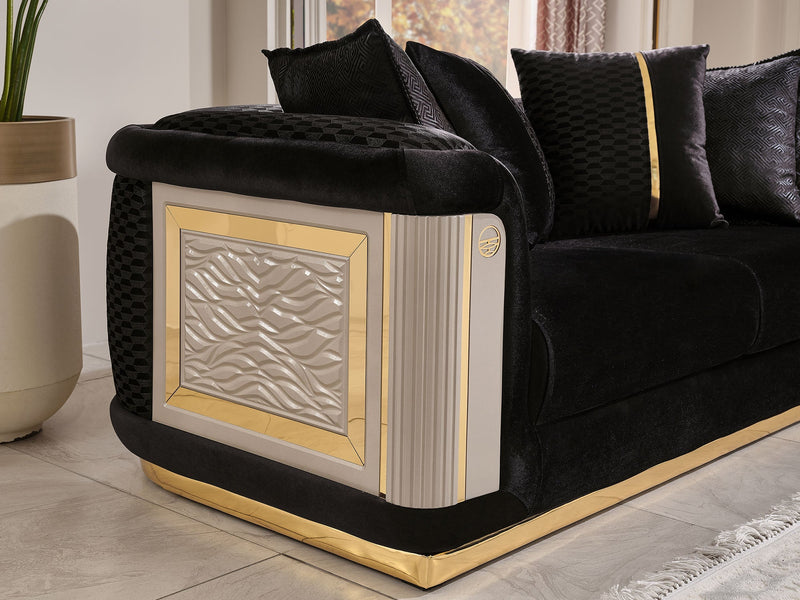 Elegance 3-pieces (Sofa & Loveseat & Chair) Livingroom Set Black in Black - 101-ELE-LV900-321