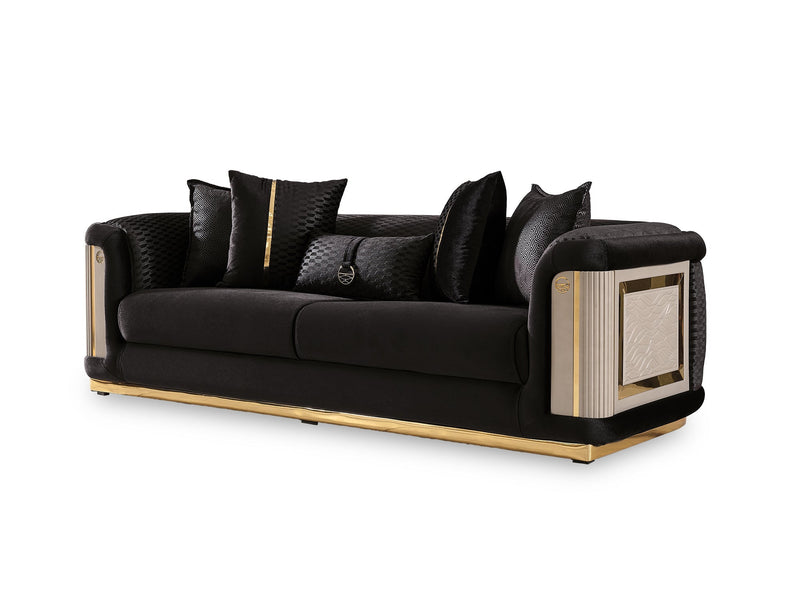 Elegance 3-pieces (Sofa & Loveseat & Chair) Livingroom Set Black in Black - 101-ELE-LV900-321