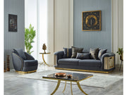 Elegance 3-pieces (Sofa & Loveseat & Chair) Livingroom Set Dark Grey in Dark Grey - 101-ELE-LV412-321