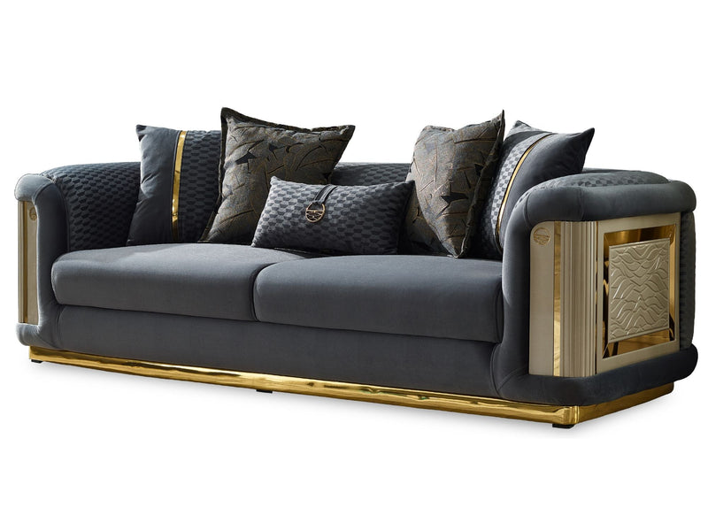 Elegance 3-pieces (Sofa & Loveseat & Chair) Livingroom Set Dark Grey in Dark Grey - 101-ELE-LV412-321