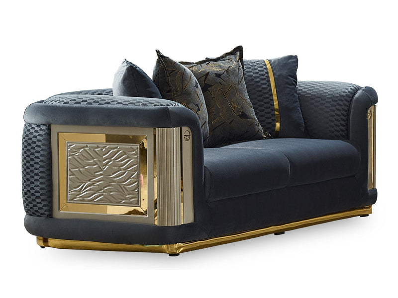 Elegance 3-pieces (Sofa & Loveseat & Chair) Livingroom Set Dark Grey in Dark Grey - 101-ELE-LV412-321