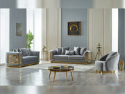 Elegance 3-pieces (Sofa & Loveseat & Chair) Livingroom Set Light Grey in Light Grey - 101-ELE-LV405-321
