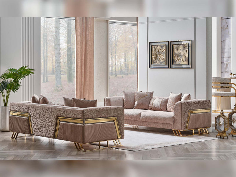 Elegance San 4-pieces (2 Sofa & 2 Chair) Livingroom in Beige - 200-SAN-ELE-BEI-3311