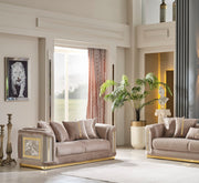 Elegance Stationary Loveseat Beige in Beige - 101-ELE-LV260-2