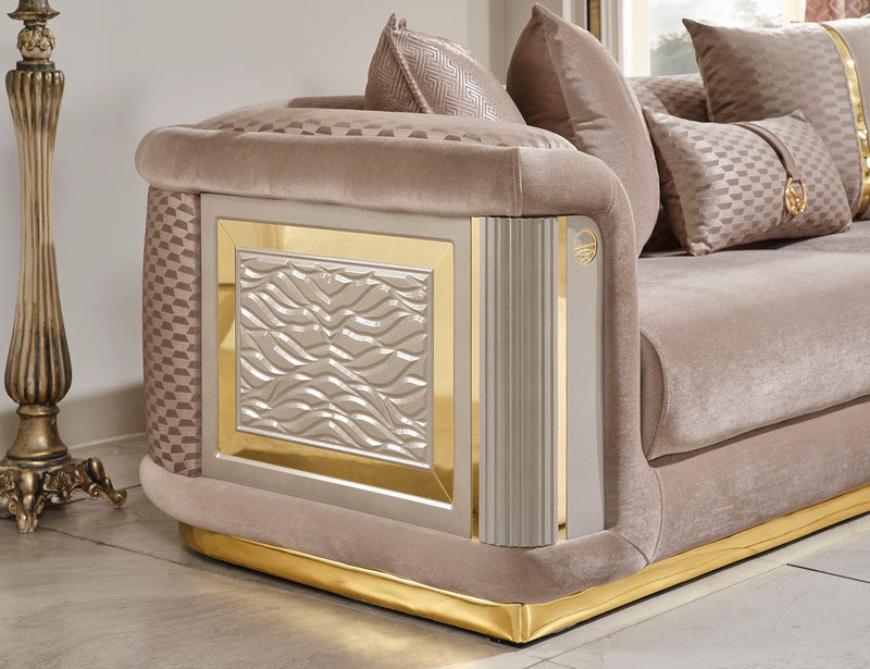 Elegance Stationary Loveseat Beige in Beige - 101-ELE-LV260-2