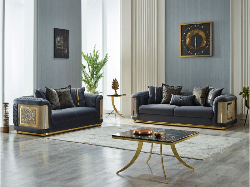 Elegance Stationary Loveseat Dark Grey in Dark Grey - 101-ELE-LV412-2