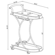 Elfman 2-tier Glass Shelf Metal Bar Cart Black and Chrome - 910001