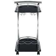 Elfman 2-tier Glass Shelf Metal Bar Cart Black and Chrome - 910001