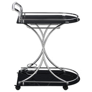 Elfman 2-tier Glass Shelf Metal Bar Cart Black and Chrome - 910001