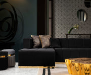 Elisha Black Velvet Double Chaise Sectional - Lara FurnitureSectional