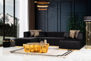 Elisha Black Velvet Double Chaise Sectional - Lara FurnitureSectional