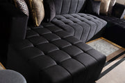 Elisha Black Velvet Double Chaise Sectional - Lara FurnitureSectional