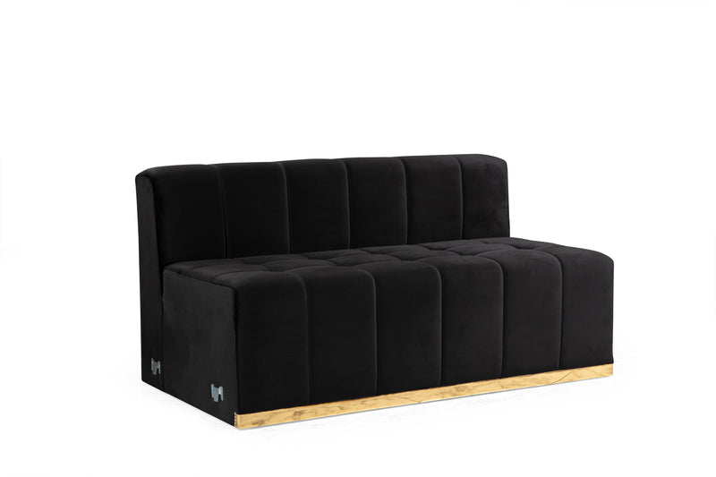 Elisha Black Velvet Double Chaise Sectional - Lara FurnitureSectional