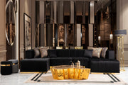 Elisha Black Velvet Double Chaise Sectional - Lara FurnitureSectional