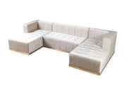 Elisha Ivory Velvet Double Chaise Sectional - Lara FurnitureSectional