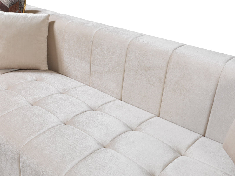 Elisha Ivory Velvet Double Chaise Sectional - Lara FurnitureSectional