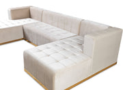 Elisha Ivory Velvet Double Chaise Sectional - Lara FurnitureSectional