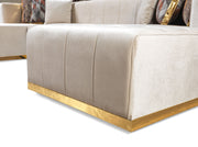 Elisha Ivory Velvet Double Chaise Sectional - Lara FurnitureSectional