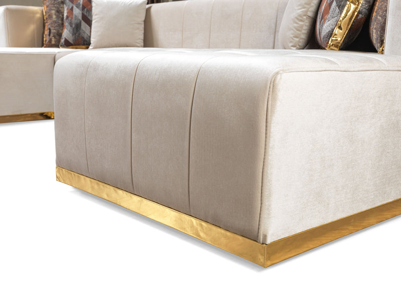 Elisha Ivory Velvet Double Chaise Sectional - Lara FurnitureSectional