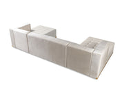 Elisha Ivory Velvet Double Chaise Sectional - Lara FurnitureSectional