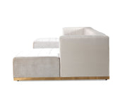 Elisha Ivory Velvet Double Chaise Sectional - Lara FurnitureSectional