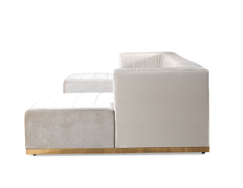 Elisha Ivory Velvet Double Chaise Sectional - Lara FurnitureSectional