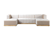 Elisha Ivory Velvet Double Chaise Sectional - Lara FurnitureSectional