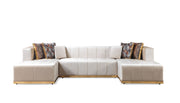 Elisha Ivory Velvet Double Chaise Sectional - Lara FurnitureSectional