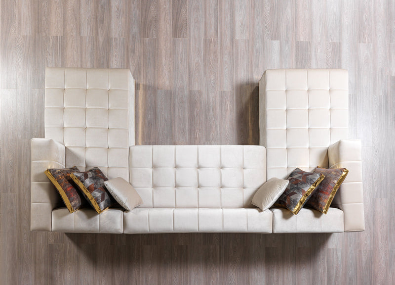 Elisha Ivory Velvet Double Chaise Sectional - Lara FurnitureSectional