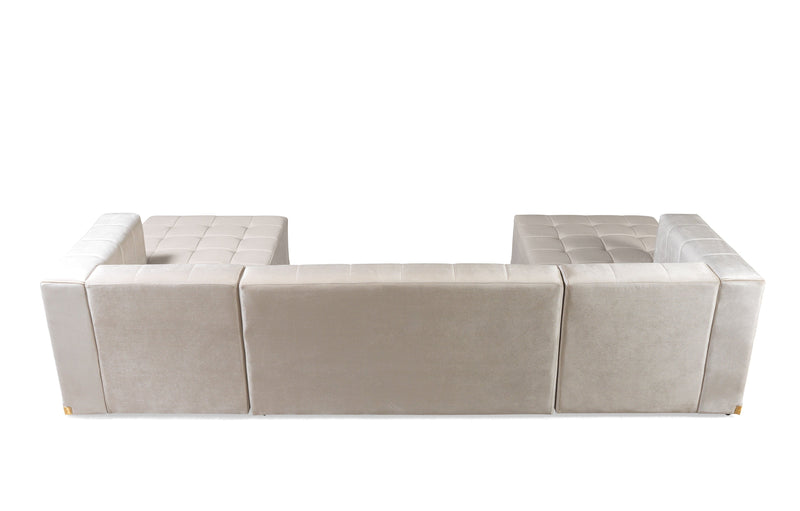 Elisha Ivory Velvet Double Chaise Sectional - Lara FurnitureSectional