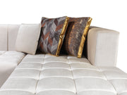 Elisha Ivory Velvet Double Chaise Sectional - Lara FurnitureSectional
