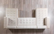 Elisha Ivory Velvet Double Chaise Sectional - Lara FurnitureSectional