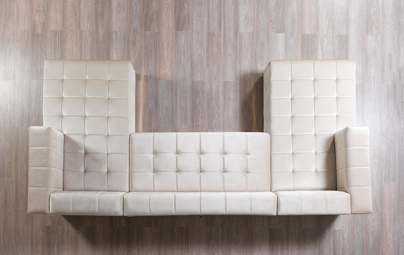 Elisha Ivory Velvet Double Chaise Sectional - Lara FurnitureSectional