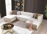 Elisha Ivory Velvet Double Chaise Sectional - Lara FurnitureSectional