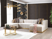 Elisha Ivory Velvet Double Chaise Sectional - Lara FurnitureSectional