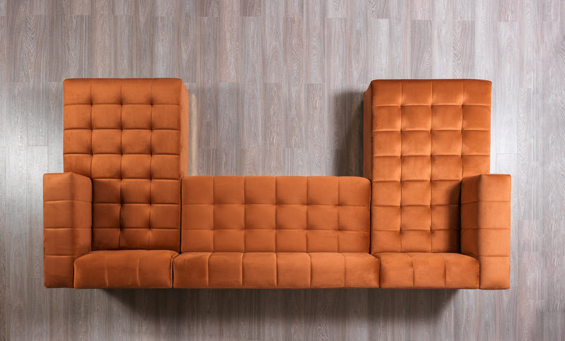 Elisha Orange Velvet Double Chaise 140" Sectional - Lara FurnitureSectional