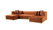 Elisha Orange Velvet Double Chaise 140" Sectional - Lara FurnitureSectional