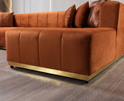 Elisha Orange Velvet Double Chaise 140" Sectional - Lara FurnitureSectional