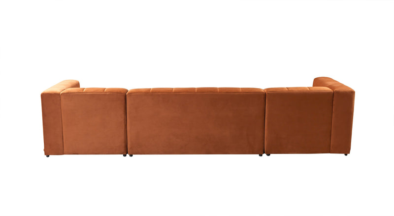 Elisha Orange Velvet Double Chaise 140" Sectional - Lara FurnitureSectional