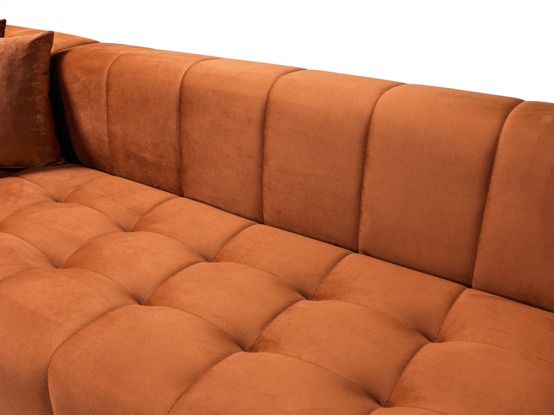 Elisha Orange Velvet Double Chaise 140" Sectional - Lara FurnitureSectional