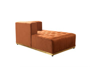 Elisha Orange Velvet Double Chaise 140" Sectional - Lara FurnitureSectional