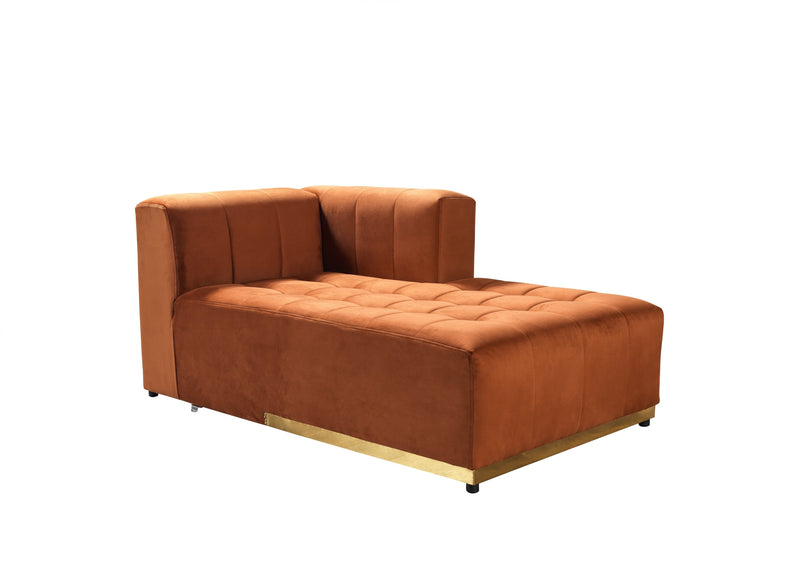 Elisha Orange Velvet Double Chaise 140" Sectional - Lara FurnitureSectional